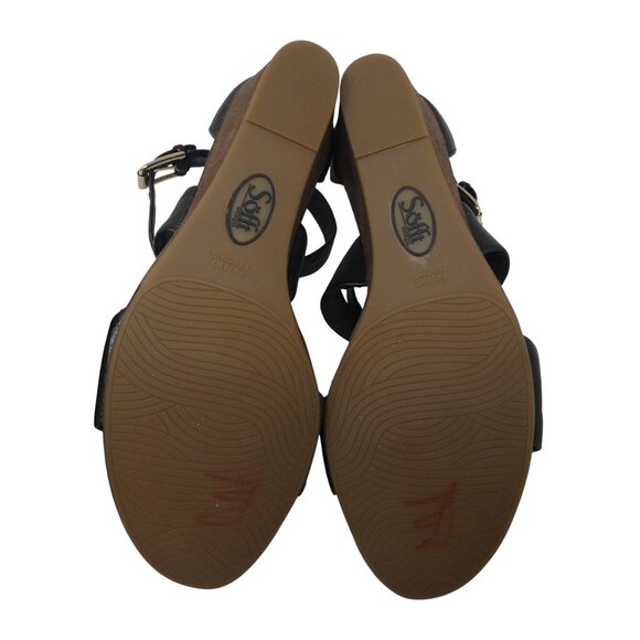 Sofft Mauldin Black Leather Open Toe Cross Strap Wedge Heel Sandals Womens 7 - Picture 10 of 13